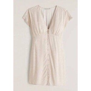 Abercrombie & Fitch Tan Gingham Cap Sleeve Mini Dress